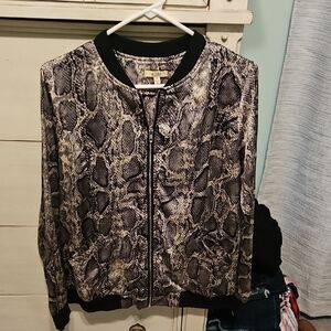 Kori Black and Gray Bomber Jacket with Snakeskin Print